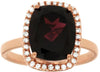 5.08CT DIAMOND & AAA RHODOLITE 14KT ROSE GOLD CUSHION & ROUND CLASSIC FUN RING