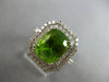 LARGE 5.46CT DIAMOND & AAA PERIDOT 14KT WHITE GOLD DOUBLE HALO ENGAGEMENT RING