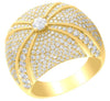 ESTATE LARGE 4.15CT DIAMOND 14K YELLOW GOLD FLOWER SOLITAIRE DOME SHAPE FUN RING