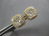 LARGE 1.83CT DIAMOND 18K YELLOW GOLD CLUSTER INVISIBLE SQUARE HALO STUD EARRINGS