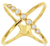 ESTATE .25CT DIAMOND 14KT YELLOW GOLD ROUND BEZEL CRISS CROSS INFINITY LOVE RING
