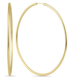 ESTATE LARGE 14KT YELLOW GOLD 3D CLASSIC FLEXIBLE HOOP HANGING EARRINGS