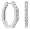 ESTATE .20CT DIAMOND 3D CLASSIC PAVE OCTAGON HUGGIE HANGING EARRINGS