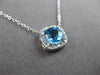 1.04CT DIAMOND & AAA BLUE TOPAZ 14KT WHITE GOLD 3D CUSHION & ROUND LOVE NECKLACE