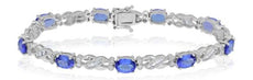 7.76CT DIAMOND & AAA TANZANITE 18KT WHITE GOLD 3D OVAL ROUND & BAGUETTE BRACELET