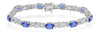 7.76CT DIAMOND & AAA TANZANITE 18KT WHITE GOLD 3D OVAL ROUND & BAGUETTE BRACELET