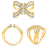 .77CT DIAMOND 14KT YELLOW GOLD ROUND & BAGUETTE INFINITY BOW TIE MULTI ROW RING