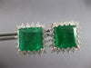 EXTRA LARGE 19.75CT DIAMOND & AAA EMERALD 14KT WHITE GOLD SQUARE HALO EARRINGS