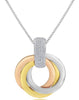 .67CT DIAMOND 18KT TRI COLOR GOLD 3D TRINITY CIRCLE OF LIFE FLOATING PENDANT