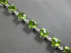 17.46CT DIAMOND & AAA PERIDOT 14KT WHITE GOLD 3D CUSHION & ROUND TENNIS BRACELET