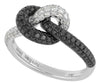 .98CT WHITE & BLACK DIAMOND 18KT WHITE & BLACK GOLD CLASSIC LOVE KNOT FUN RING