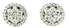 ESTATE 1.30CT DIAMOND 18KT WHITE GOLD 3D CLASSIC FLOWER HALO STUD EARRINGS