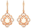 1.05CT DIAMOND & AAA OPAL 14KT ROSE GOLD 3D OVAL & ROUND FLOWER HANGING EARRINGS