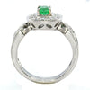 .72CT DIAMOND & AAA EMERALD 18K WHITE GOLD OVAL & ROUND MILGRAIN ENGAGEMENT RING