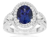 LARGE 2.72CT DIAMOND & AAA TANZANITE 14K WHITE GOLD OVAL ROUND & PEAR SHAPE RING