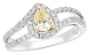 1.27CT WHITE & FANCY YELLOW DIAMOND 18K 2 TONE GOLD 3D LOVE KNOT ENGAGEMENT RING