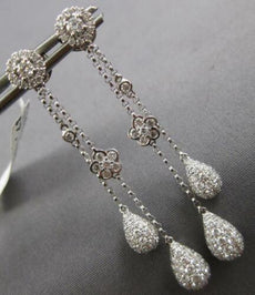 1.65CT DIAMOND 18KT WHITE GOLD 3D FLOWER BY THE YARD TEAR DROP HANGING EARRINGS