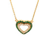 ESTATE .38CT DIAMOND & AAA EMERALD 18KT YELLOW GOLD 3D OPEN HEART LOVE NECKLACE