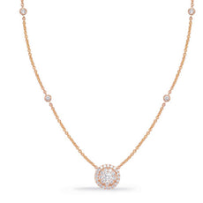 .60CT DIAMOND 14KT ROSE GOLD 3D CLASSIC FLOWER HALO BY THE YARD LOVE NECKLACE
