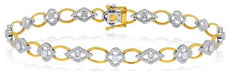 2.03CT DIAMOND 14KT TWO TONE GOLD MULTI FLOWER GEOMETRICAL OVAL TENNIS BRACELET