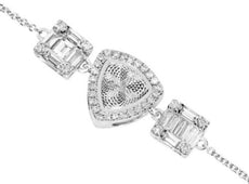 .47CT DIAMOND 18KT WHITE GOLD 3D ROUND & BAGUETTE TRIANGULAR FUN TENNIS BRACELET