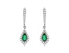 .57CT DIAMOND & AAA EMERALD 14KT WHITE GOLD PEAR SHAPE & ROUND HANGING EARRINGS