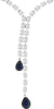 8.50CT DIAMOND & AAA SAPPHIRE 14K WHITE GOLD 3D PEAR SHAPE & ROUND LOVE NECKLACE