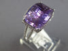 6.31CT DIAMOND & AAA AMETHYST 14KT WHITE GOLD RECTANGULAR HALO FILIGREE FUN RING