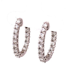 2.03CT DIAMOND 18KT WHITE GOLD 3D CLASSIC ROUND INSIDE OUT HOOP HANGING EARRINGS
