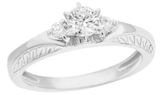 .49CT DIAMOND 14KT WHITE GOLD 3D ROUND PAST PRESENT FUTURE FRIENDSHIP LOVE RING