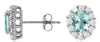 ESTATE 1.95CT DIAMOND & AAA AQUAMARINE 14K WHITE GOLD OVAL & ROUND STUD EARRINGS