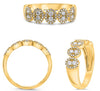 .45CT DIAMOND 14KT YELLOW GOLD 3D ROUND MULTI FLOWER OVAL SHAPE ANNIVERSARY RING