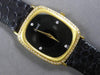 LARGE .80CT DIAMOND 18KT YELLOW GOLD BLACK SQUARE FACE PIAGET MENS WATCH #27783