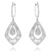 LARGE 1.73CT DIAMOND 14K WHITE GOLD CLUSTER ELONGATED TEAR DROP HANGING EARRINGS