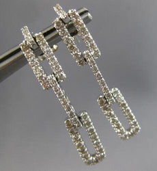 ESTATE .97CT DIAMOND 14KT WHITE GOLD CLASSIC RECTANGULAR LINK HANGING EARRINGS