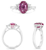 3.47CT DIAMOND & AAA PINK SAPPHIRE PLATINUM 3D OVAL & TRAPEZOID 3 STONE RING