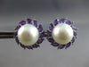 ESTATE LARGE 1.81CT AAA AMETHYST & PINK SOUTH SEA PEARL 14KT WHITE GOLD STUD EARRINGS