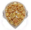 LARGE 3.57CT WHITE & FANCY YELLOW DIAMOND 18KT 2 TONE GOLD 3D ANNIVERSARY RING