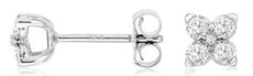 ESTATE .33CT DIAMOND 14KT WHITE GOLD 3D CLASSIC FLOWER FUN STUD EARRINGS
