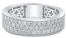 .88CT DIAMOND 14KT WHITE GOLD 3 ROW PAVE 3/4TH ETERNITY WEDDING ANNIVERSARY RING