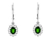 1.18CT DIAMOND & AAA RUSSALITE 14KT WHITE GOLD FLOWER LEVERBACK HANGING EARRINGS