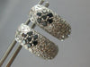 ESTATE 1.23CT WHITE AND BLACK DIAMOND 14KT WHITE GOLD FLOWER FUN HUGGIE EARRINGS
