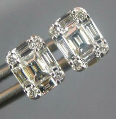 .37CT DIAMOND 18KT YELLOW GOLD ROUND & BAGUETTE INVISIBLE SQUARE STUD EARRINGS
