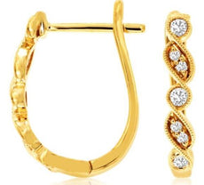 .20CT DIAMOND 14KT YELLOW GOLD 3D ROUND FILIGREE MULTI LEAF OVAL HOOP EARRINGS