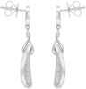 .82CT DIAMOND 14KT WHITE GOLD 3D MATTE & SHINY LOVE KNOT DROP HANGING EARRINGS