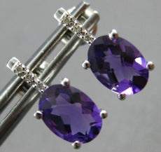 1.72CT DIAMOND & AAA AMETHYST 14KT WHITE GOLD OVAL & ROUND FUN HANGING EARRINGS