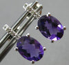 1.72CT DIAMOND & AAA AMETHYST 14KT WHITE GOLD OVAL & ROUND FUN HANGING EARRINGS
