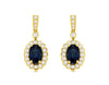 1.63CT DIAMOND & AAA SAPPHIRE 14KT YELLOW GOLD 3D OVAL & ROUND HANGING EARRINGS