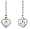 ESTATE .50CT DIAMOND 14K YELLOW GOLD ROUND HEART SHAPE FLOATING HANGING EARRINGS