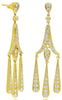 ESTATE 2.0CT DIAMOND 18K YELLOW GOLD MULTI TEAR DROP CHANDELIER HANGING EARRINGS